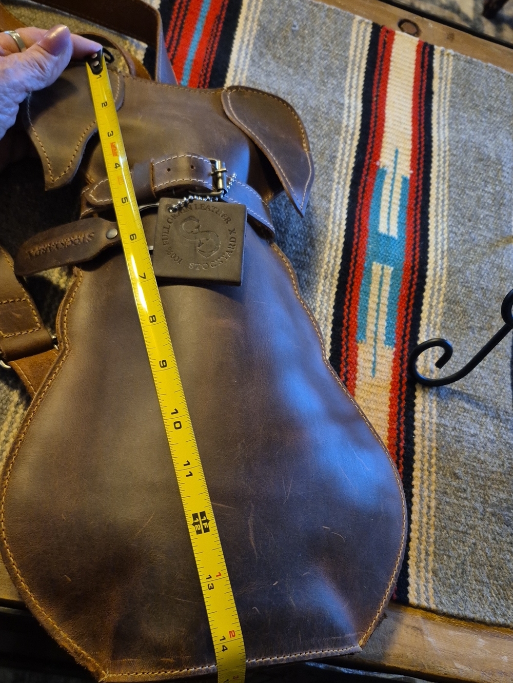 StockyardX Brown FullGrain Leather Doggy Crossbody Is functional & Unique. - Picture 9 of 16